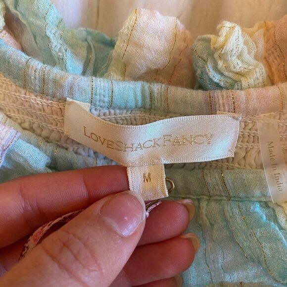 NWT LoveShackFancy Saba Ruffle Tie Dye Crop Top in Multi Horizon - Picture 8 of 14